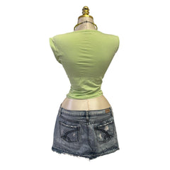 Y2K Vintage Green Blue Psychedelic Face Top [M]