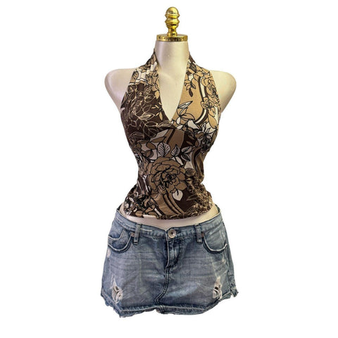 Y2k Vintage "Rock Doll" Brown Graphic Tank Top [S]
