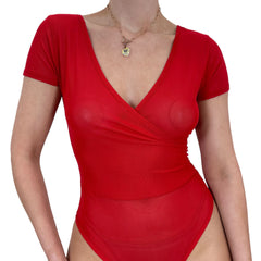 90s Rare Vintage Mesh Red Bodysuit [S]