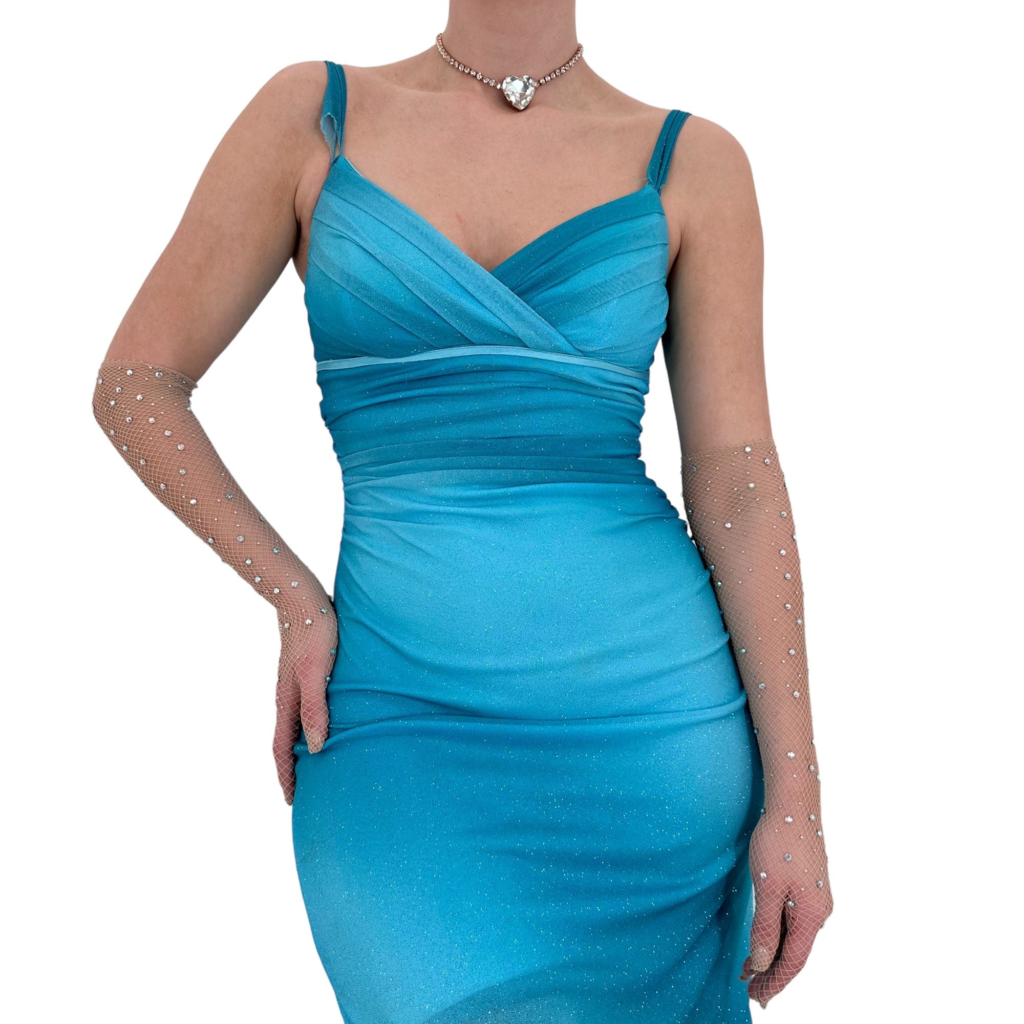 90s Vintage Blue Sparkle Dress [S]