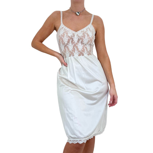 90s Vintage White Lace Slip Dress [M]