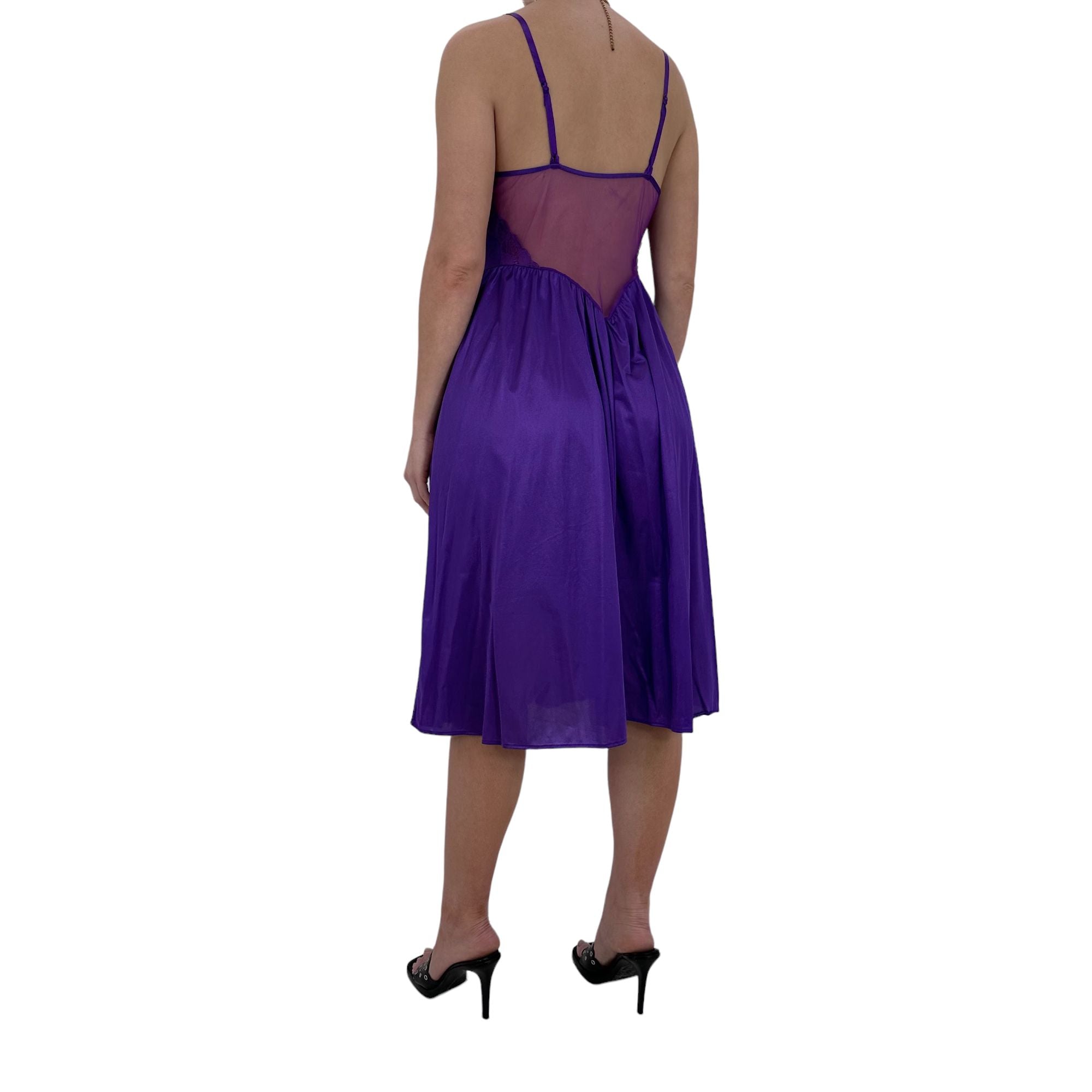 90s Vintage Purple Satin Midi Dress [S]
