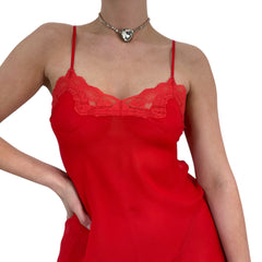 90s Vintage Red Slip Dress [M]