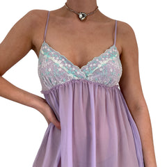 Y2k Vintage Lavender Sheer Slip Dress [S]