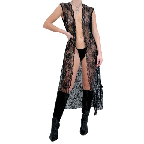 *Maria* Floral Lace Sheer Bodystocking - Black [XS-L]