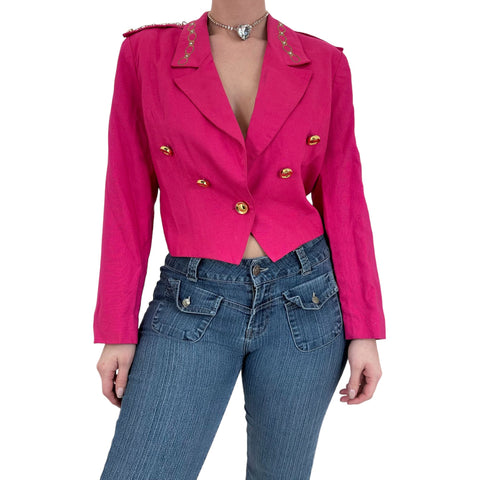 90s Vintage Pink Blue Blazer Jacket [M]