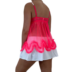 Y2k Vintage Victoria's Secret Coral Pink Lace Slip Dress [S]