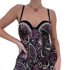 Y2k Vintage Purple Beige Paisley Slip Dress [M]