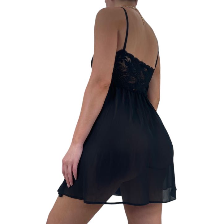 Y2k Vintage Black Lace Slip Dress [M]