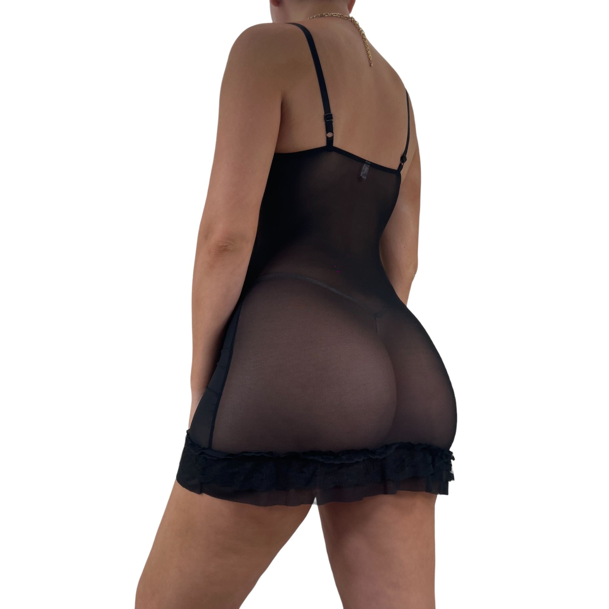 Y2k Vintage Black Lace Sheer Slip Dress [S]